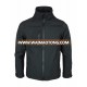 Mens Black Custom Logo Embroidered Printed Winter Hooded Softshell Jacket with Waterproof Zippers, Softshell Hoodie